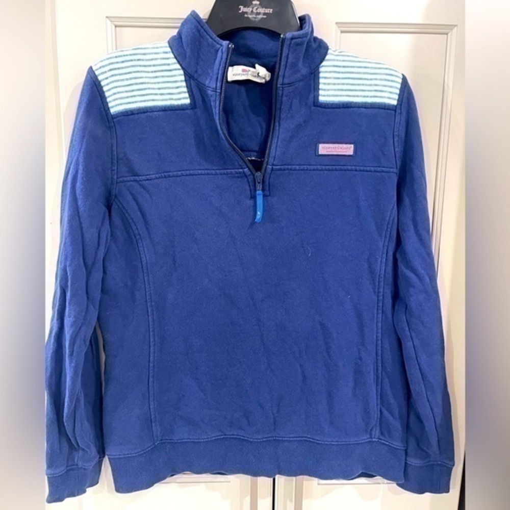 Vineyard Vines Blue Cowl Neck Sweater with Turtleneck Style